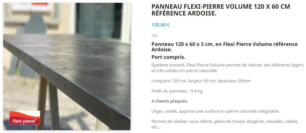 Vente en boutique Flexi Pierre® Volume, des plans de haute qualité fabriqués dans nos ateliers de Dourgne(81) par des artisans tailleurs de pierre.