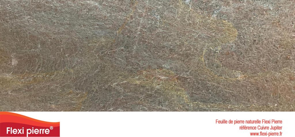 Feuilles de pierre naturelle: Cuivre de Jupiter, rouge-brun cuivrée, dure, presque métallique, avec une structure lisse légèrement crevassée.